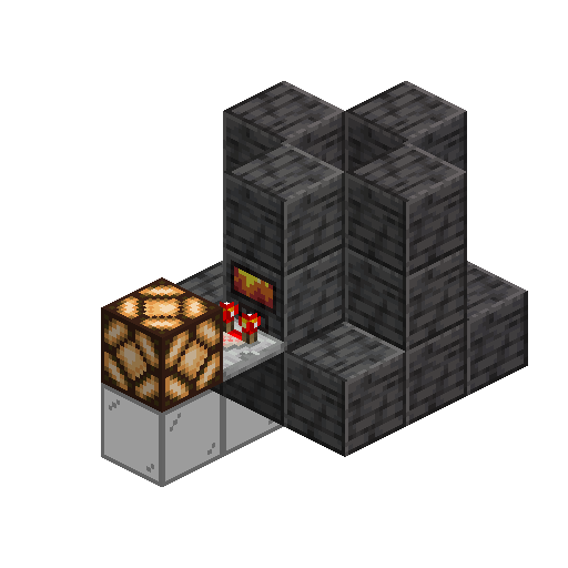 An image showing a comparator outputting a signal from a Forge Controller block into a redstone lamp.