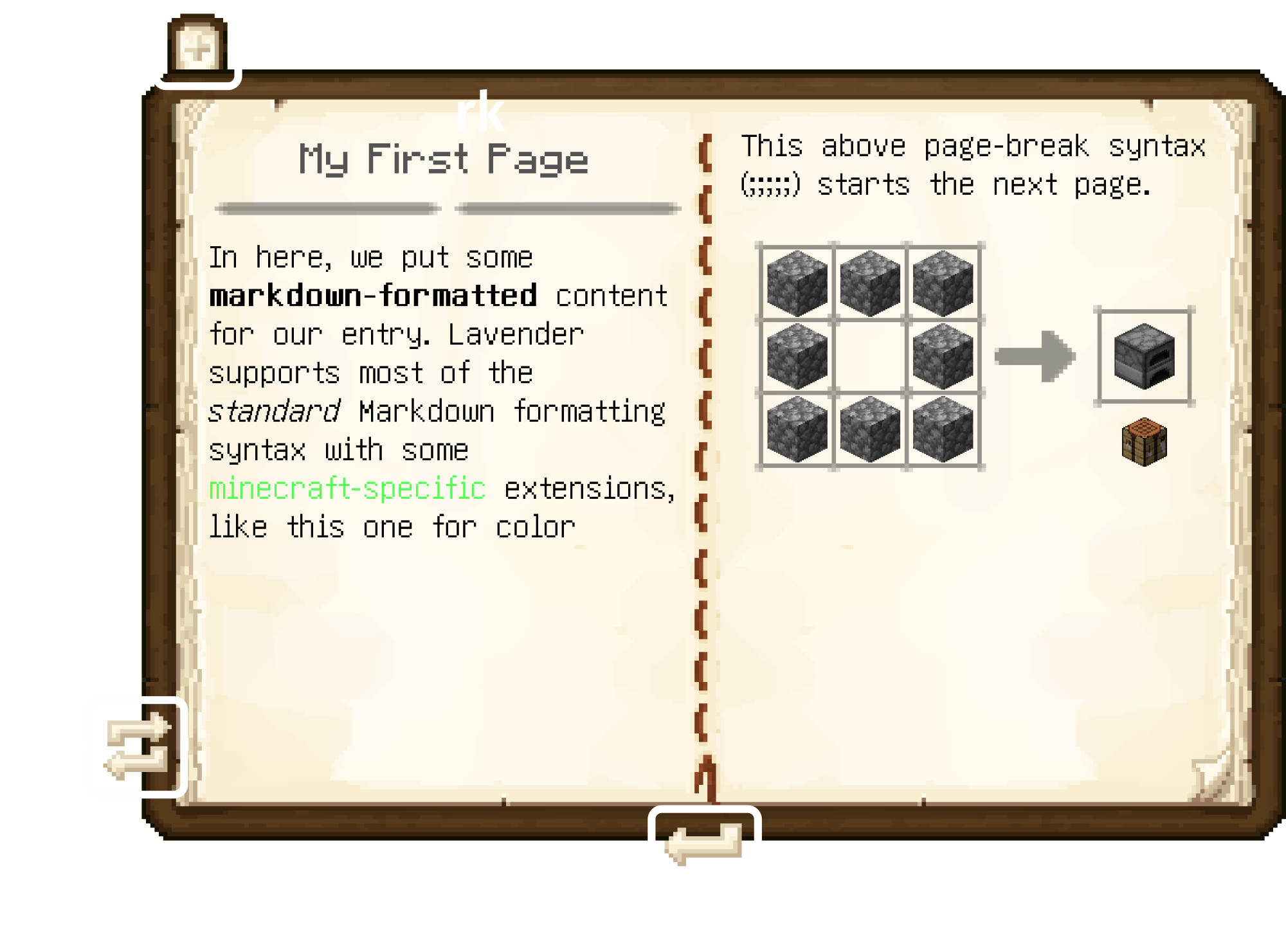 example entry in in-game book