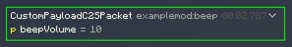 examplemod:beep packet in the dump viewer