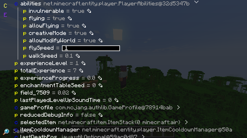 editing flySpeed field of player abilities