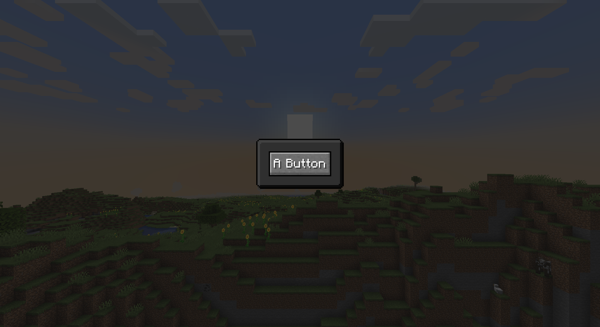 a screen with a centered button and a panel around it